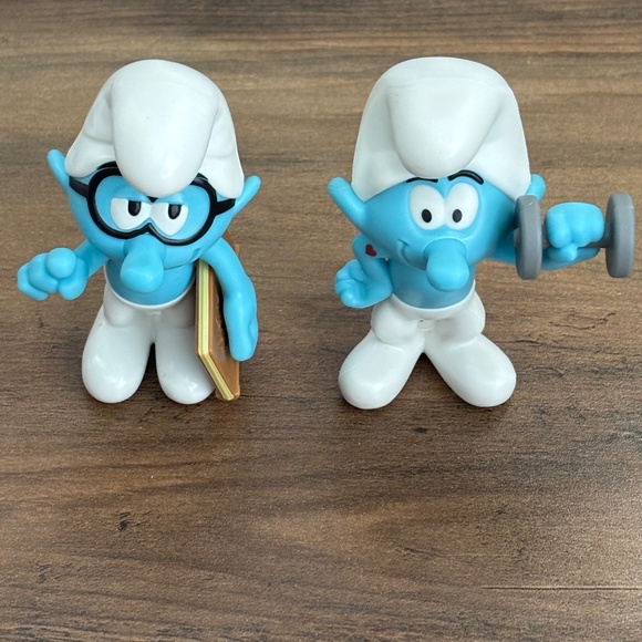 The Smurfs BRAINY & HEFTY Kids Meal Toy Figures Burger King 2024 Cake Toppers - Picture 8 of 10